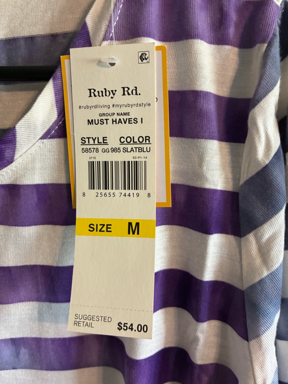 Ruby Rd. Purple and White Striped Top - Picture 4 of 5